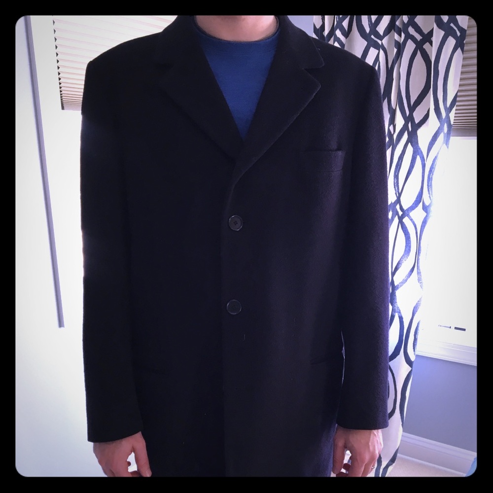 Charles Tyrwhitt Navy Wool Overcoat